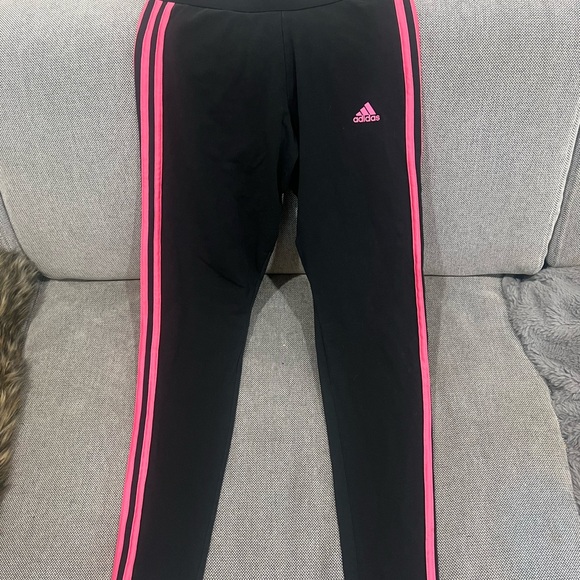 adidas Black 3 Stripe Essentials Leggings - Picture 6 of 9